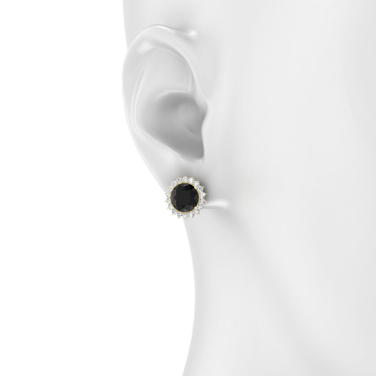 Blossom | 18k Yellow Gold 8 mm Round Black Diamond Earrings
