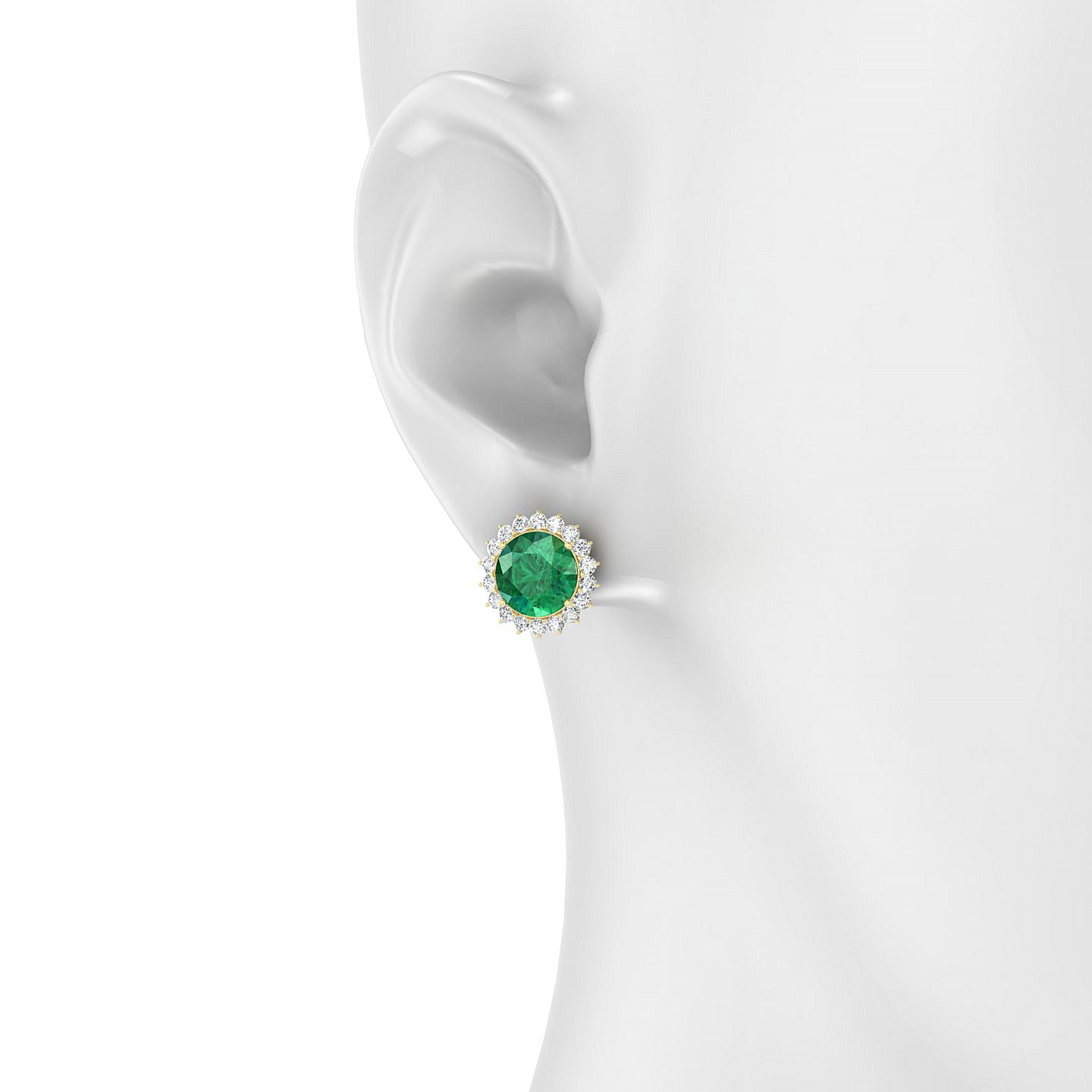 Blossom | 18k Yellow Gold 8 mm Round Emerald Earrings