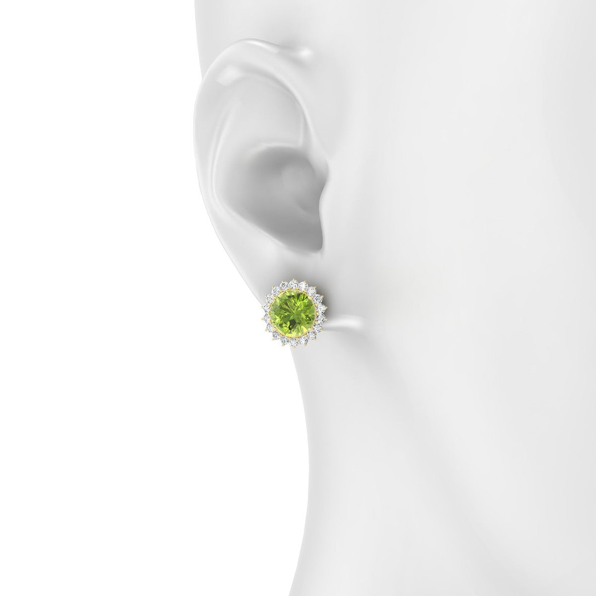 Blossom | 18k Yellow Gold 8 mm Round Peridot Earrings