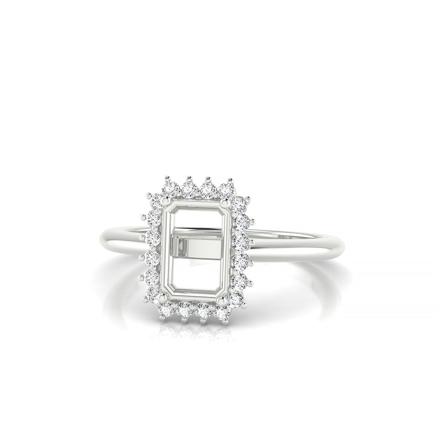 Blossom Emerald 1-1.99 ct | 18k White Gold Halo Ring