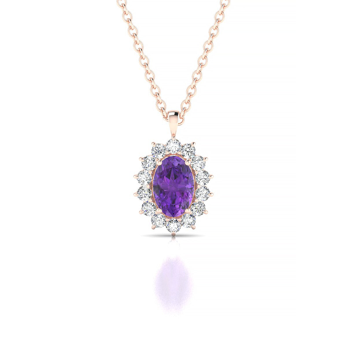 Blossom | 18k Rose Gold 6 x 4 mm Oval Amethyst Pendant