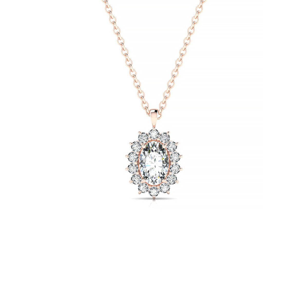 Blossom | 18k Rose Gold 6 x 4 mm Oval Diamond Pendant