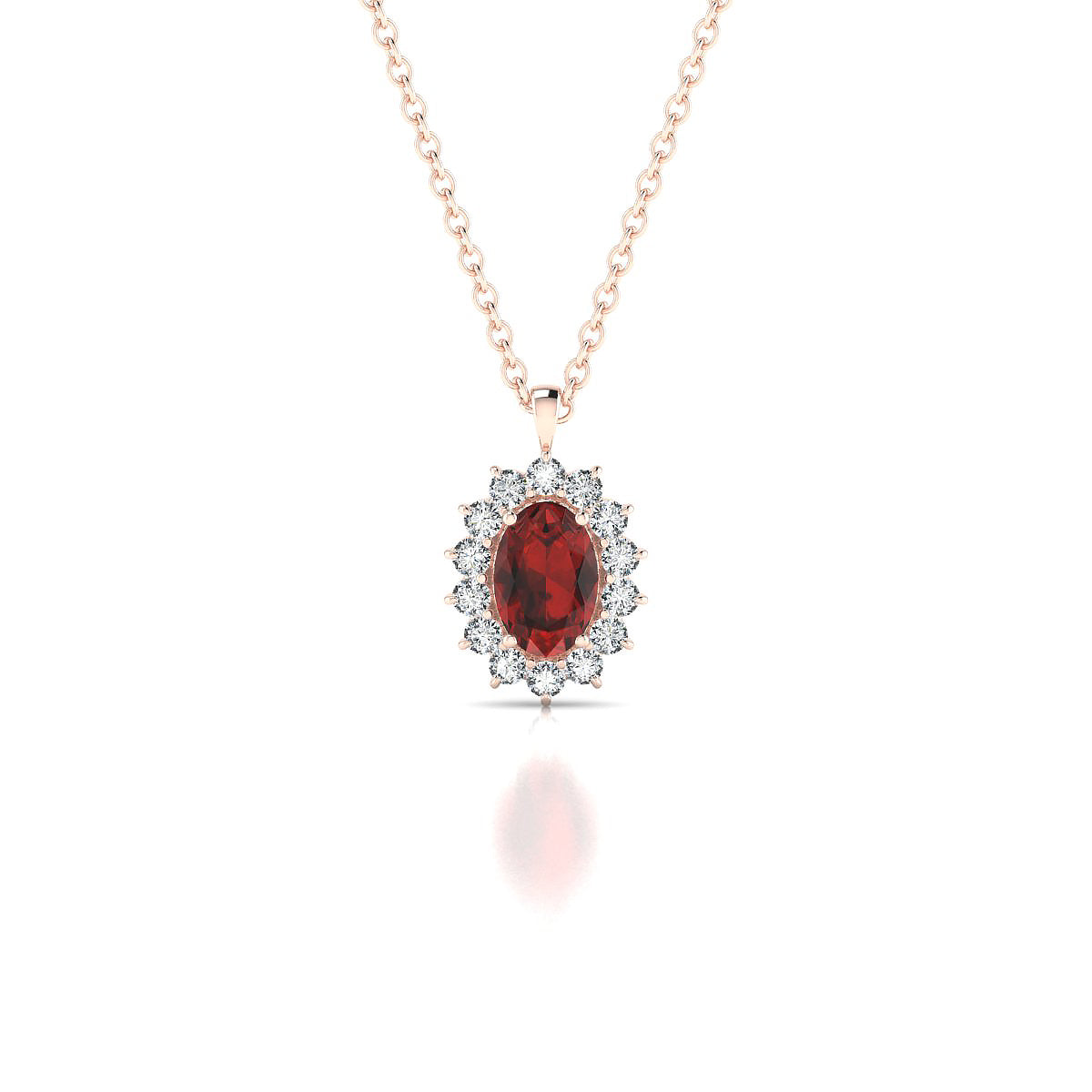 Blossom | 18k Rose Gold 6 x 4 mm Oval Garnet Pendant