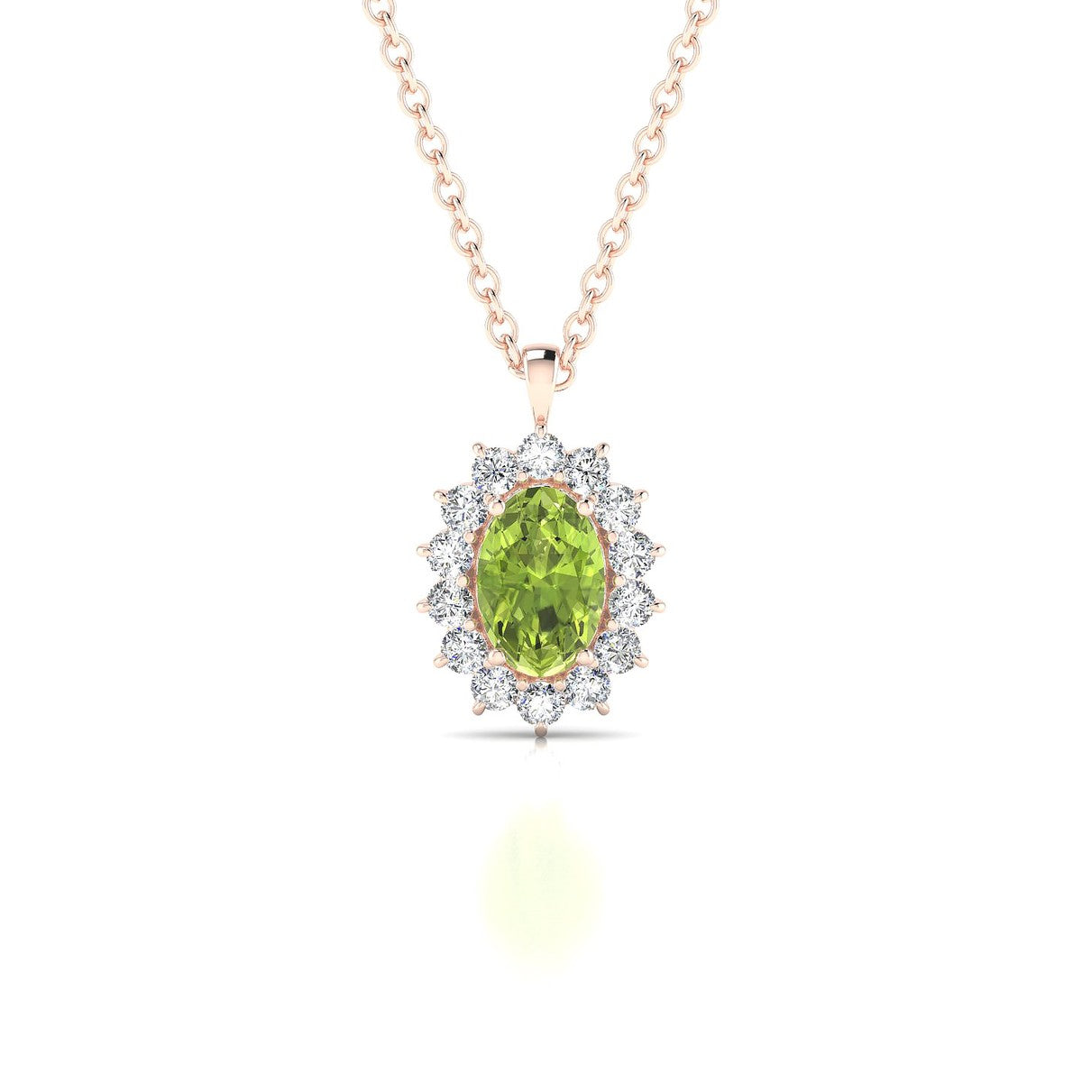 Blossom | 18k Rose Gold 6 x 4 mm Oval Peridot Pendant