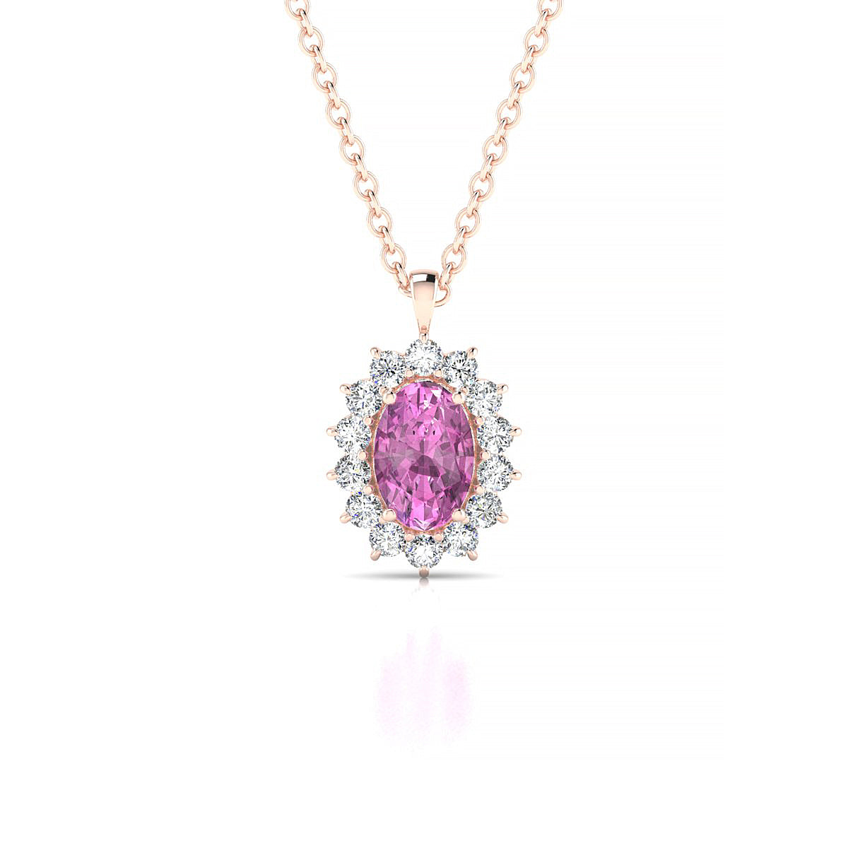 Blossom | 18k Rose Gold 6 x 4 mm Oval Pink Sapphire Pendant