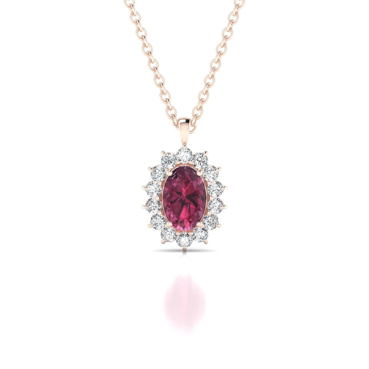 Blossom | 18k Rose Gold 6 x 4 mm Oval Rhodolite Pendant