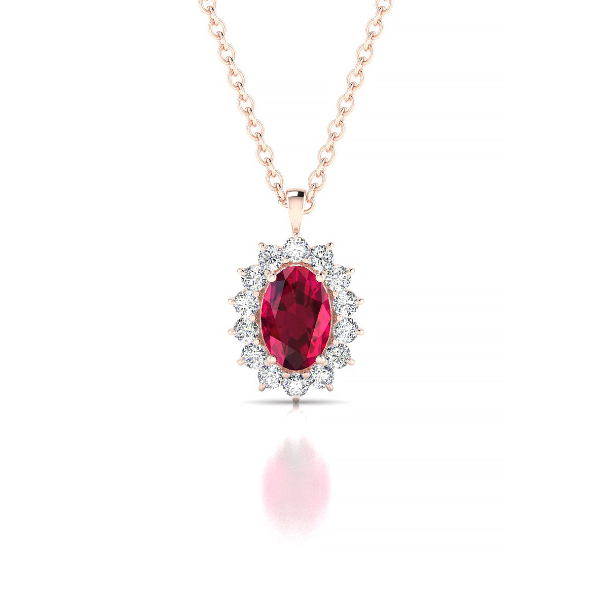 Blossom | 18k Rose Gold 6 x 4 mm Oval Ruby Pendant