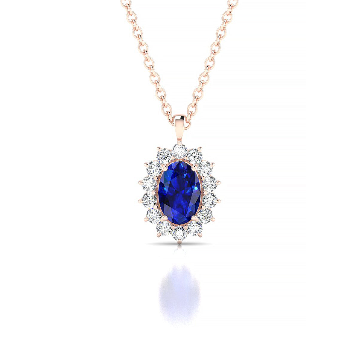 Blossom | 18k Rose Gold 6 x 4 mm Oval Sapphire Pendant