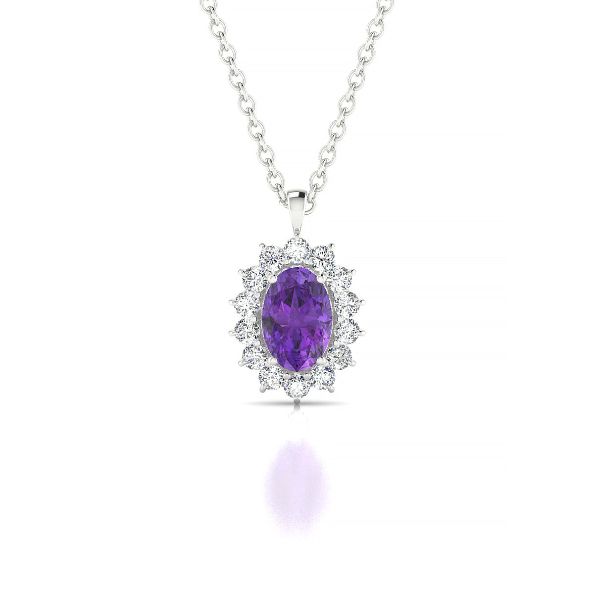 Blossom | 18k White Gold 6 x 4 mm Oval Amethyst Pendant