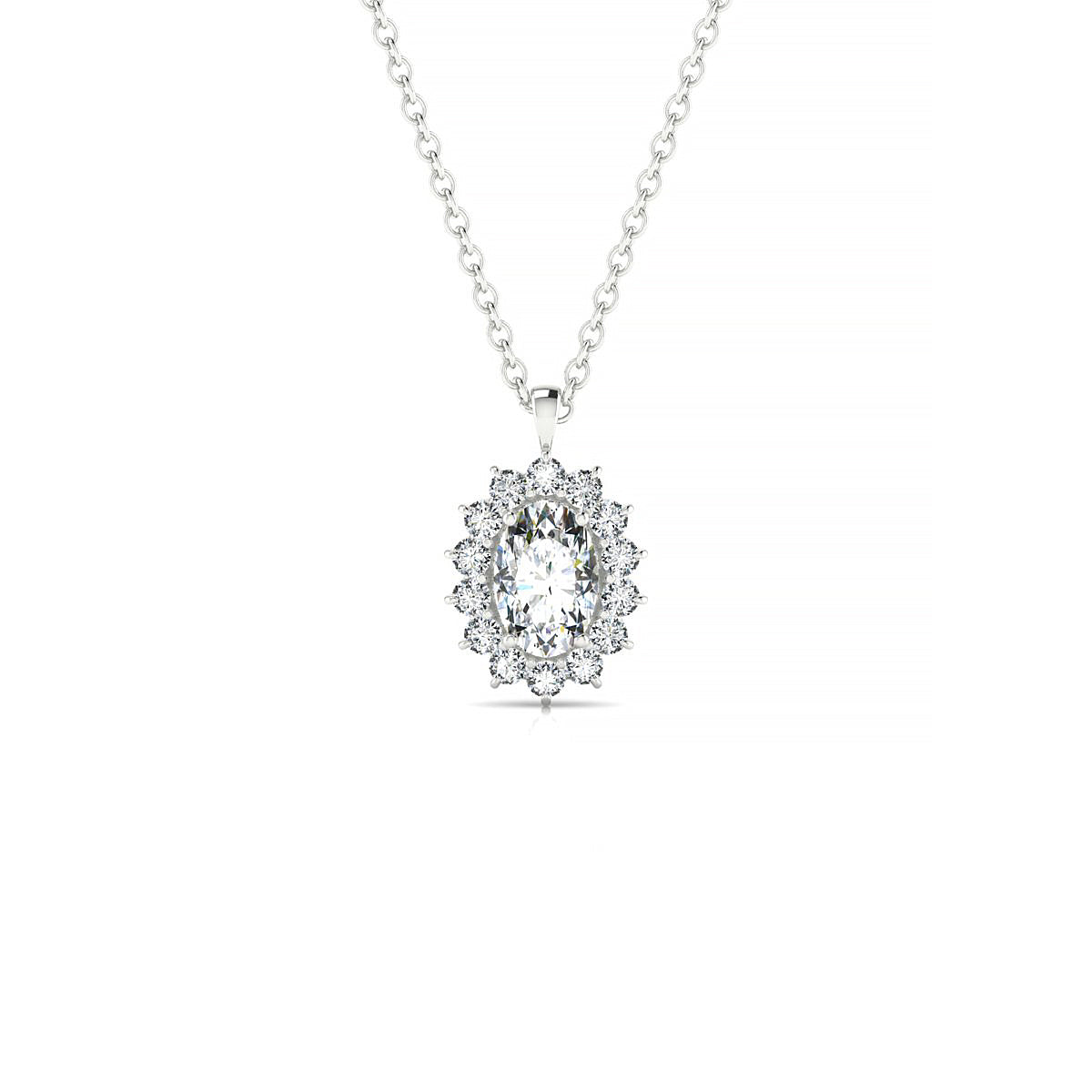 Blossom | 18k White Gold 6 x 4 mm Oval Diamond Pendant