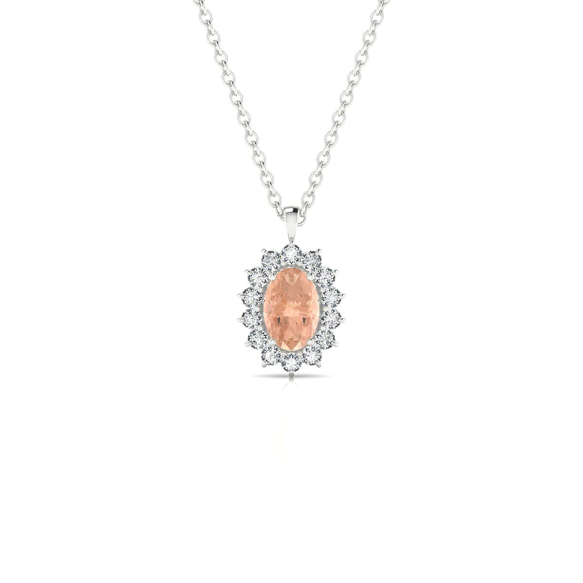 Blossom | 18k White Gold 6 x 4 mm Oval Morganite Pendant
