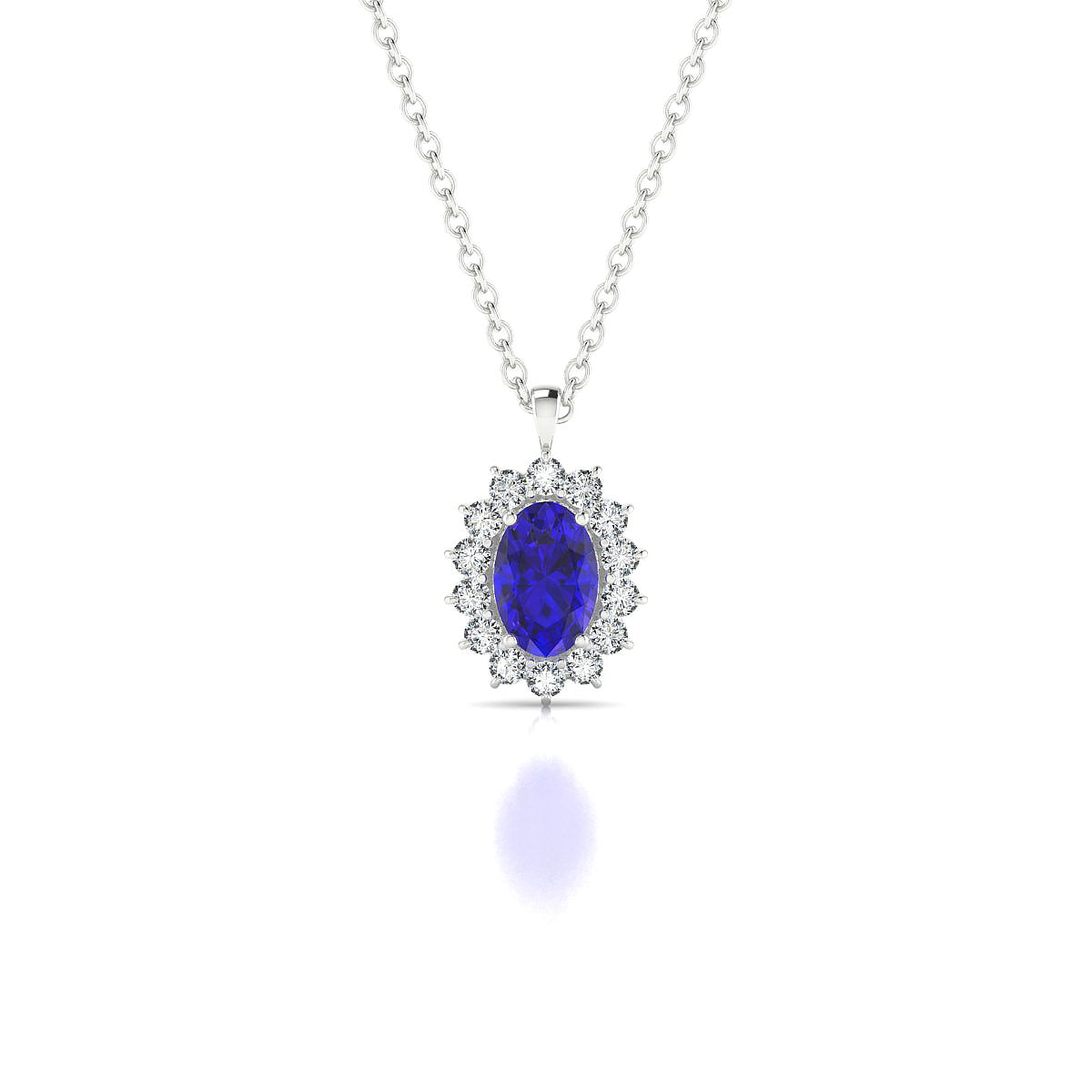 Blossom | 18k White Gold 6 x 4 mm Oval Tanzanite Pendant