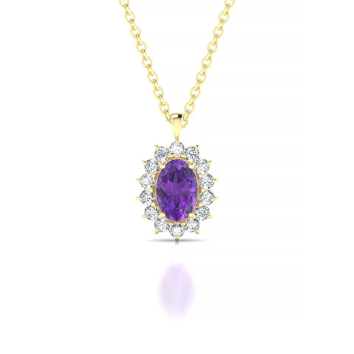 Blossom | 18k Yellow Gold 6 x 4 mm Oval Amethyst Pendant