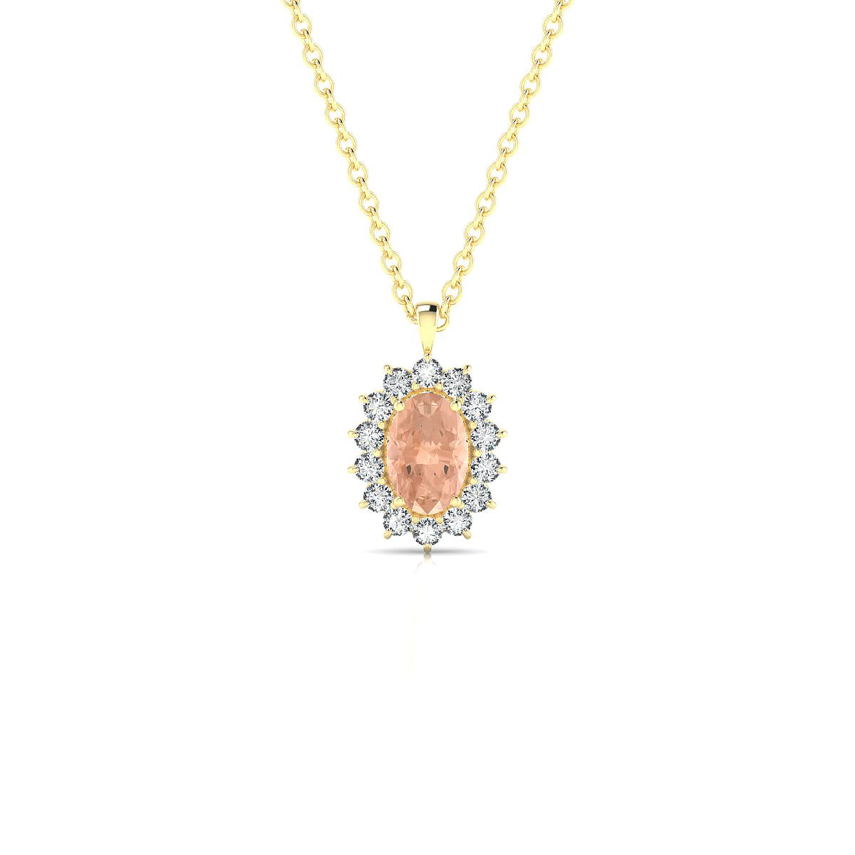 Blossom | 18k Yellow Gold 6 x 4 mm Oval Morganite Pendant