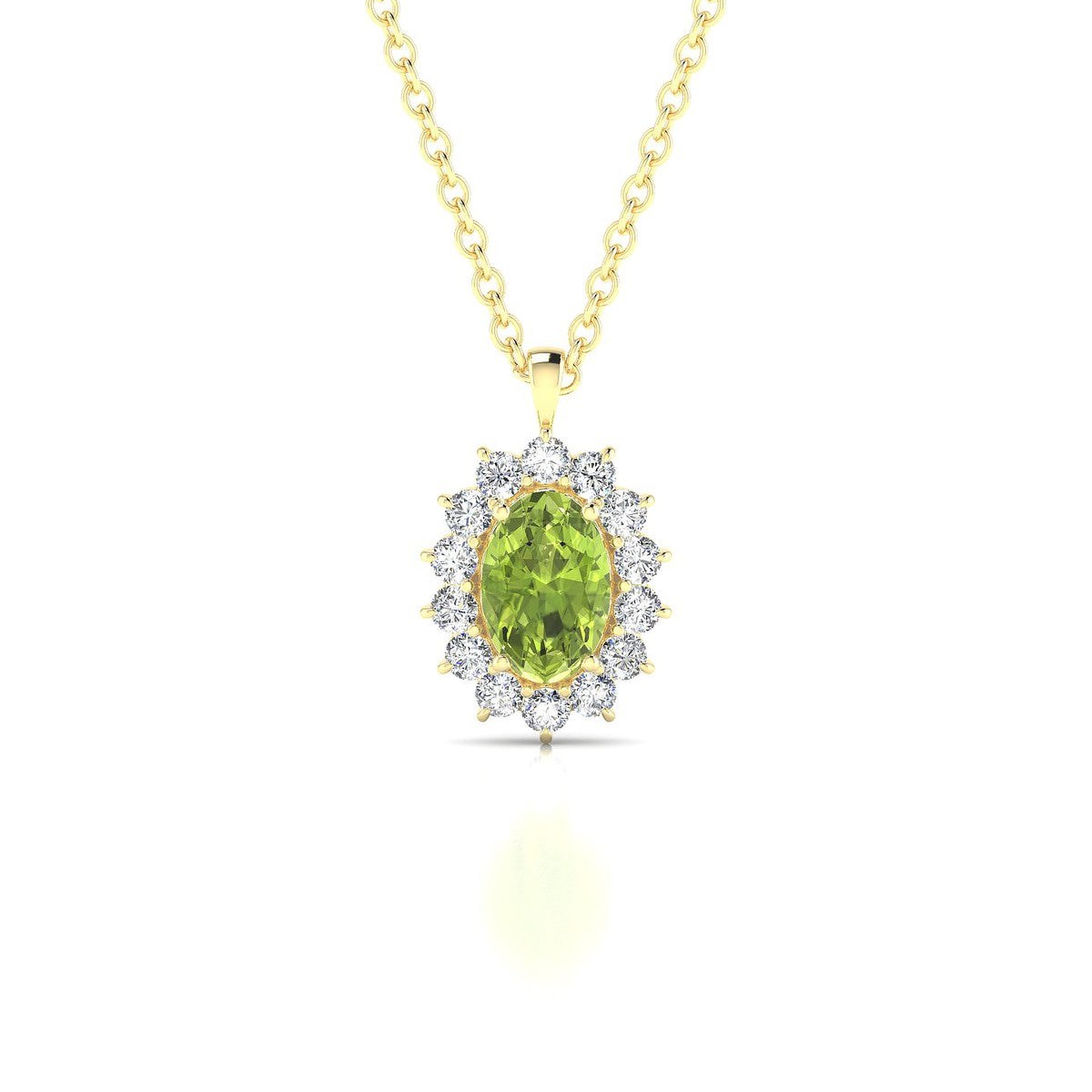 Blossom | 18k Yellow Gold 6 x 4 mm Oval Peridot Pendant