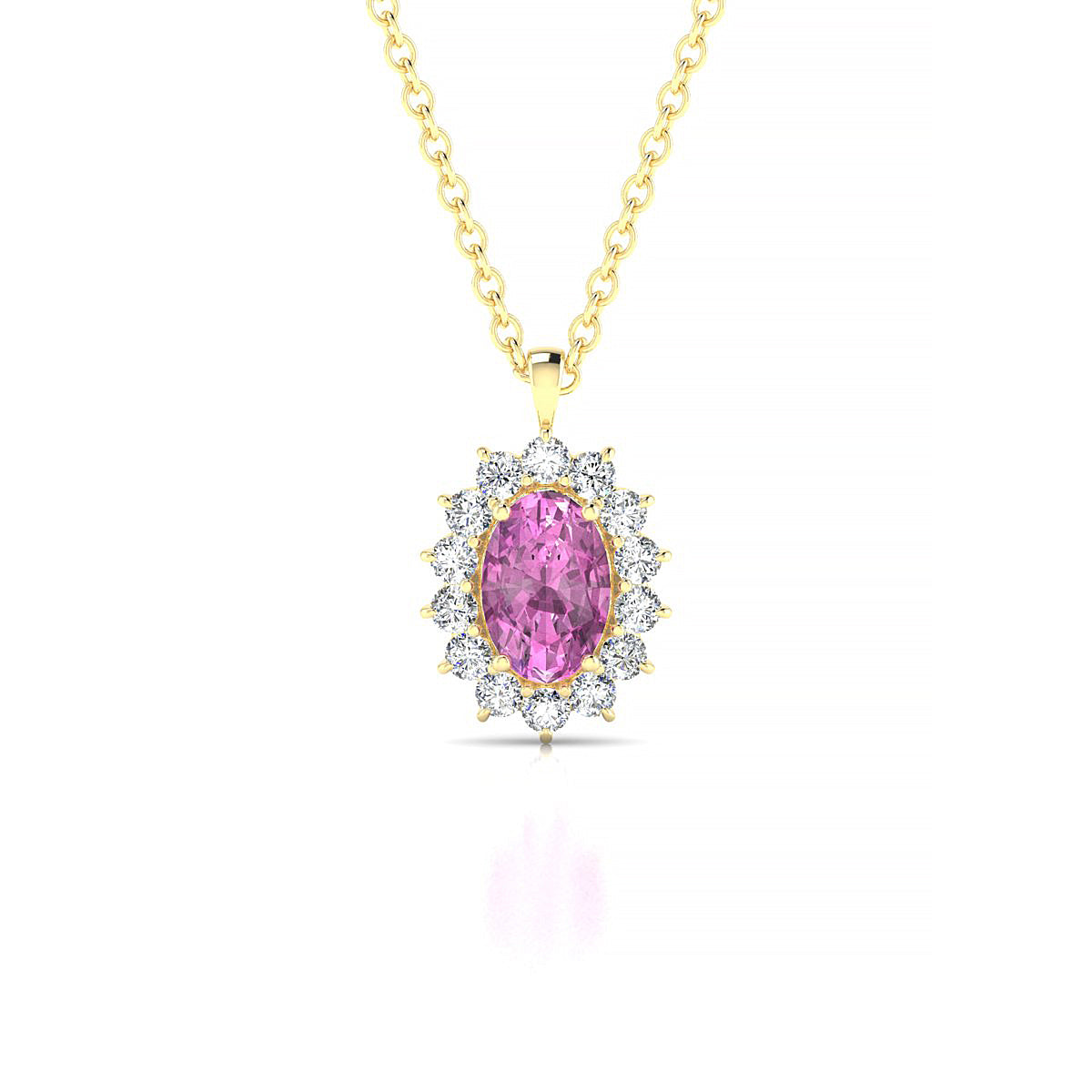 Blossom | 18k Yellow Gold 6 x 4 mm Oval Pink Sapphire Pendant