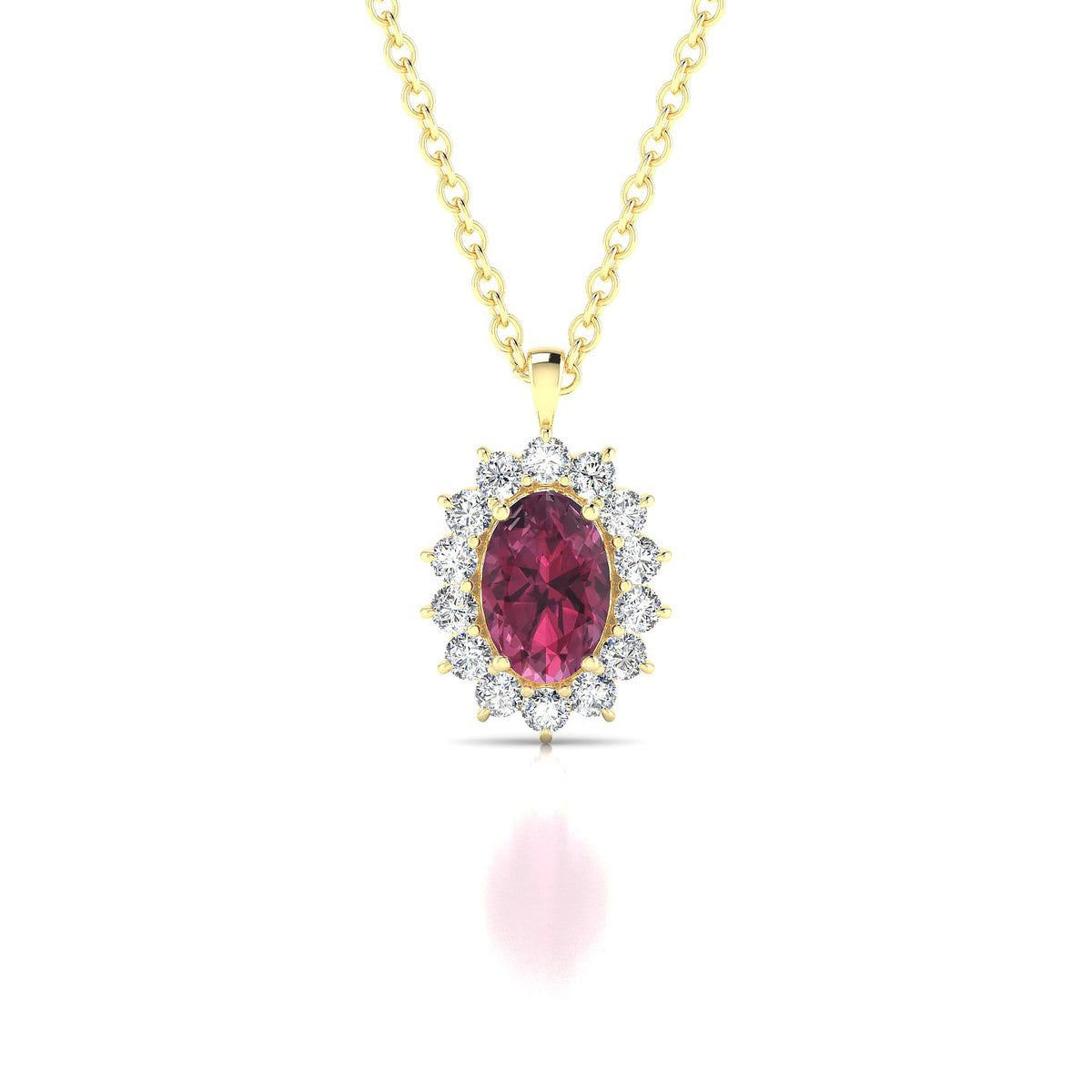 Blossom | 18k Yellow Gold 6 x 4 mm Oval Rhodolite Pendant