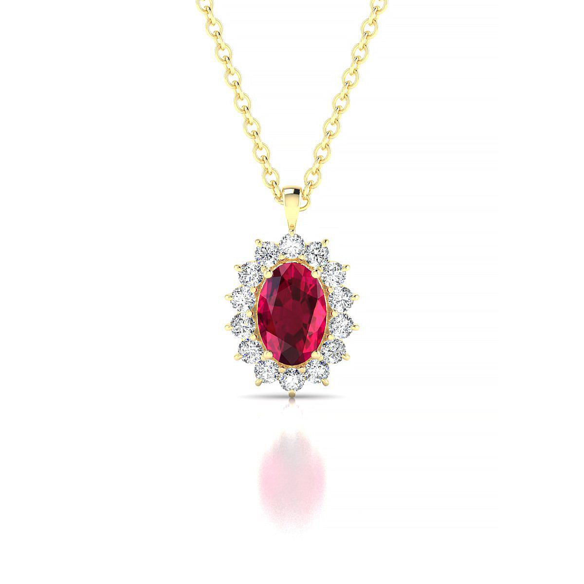 Blossom | 18k Yellow Gold 6 x 4 mm Oval Ruby Pendant