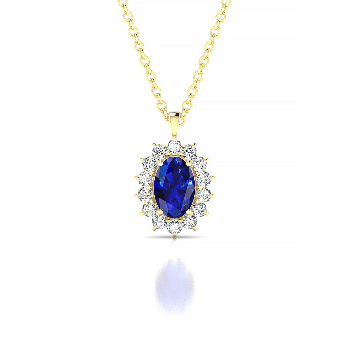 Blossom | 18k Yellow Gold 6 x 4 mm Oval Sapphire Pendant