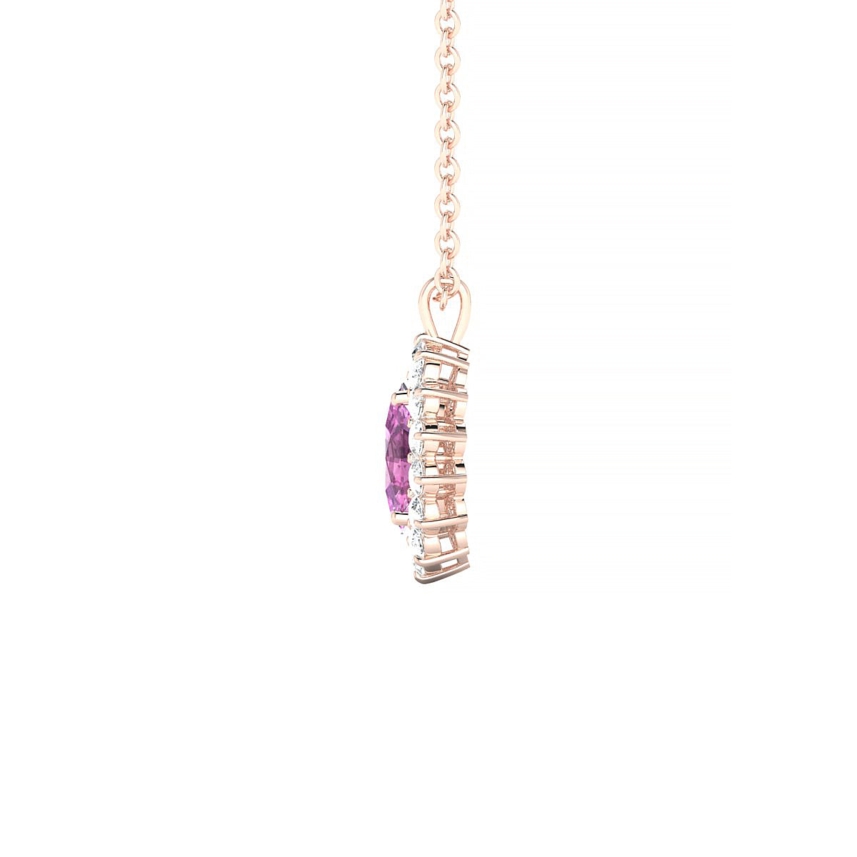 Blossom | 18k Rose Gold 6 x 4 mm Oval Pink Sapphire Pendant