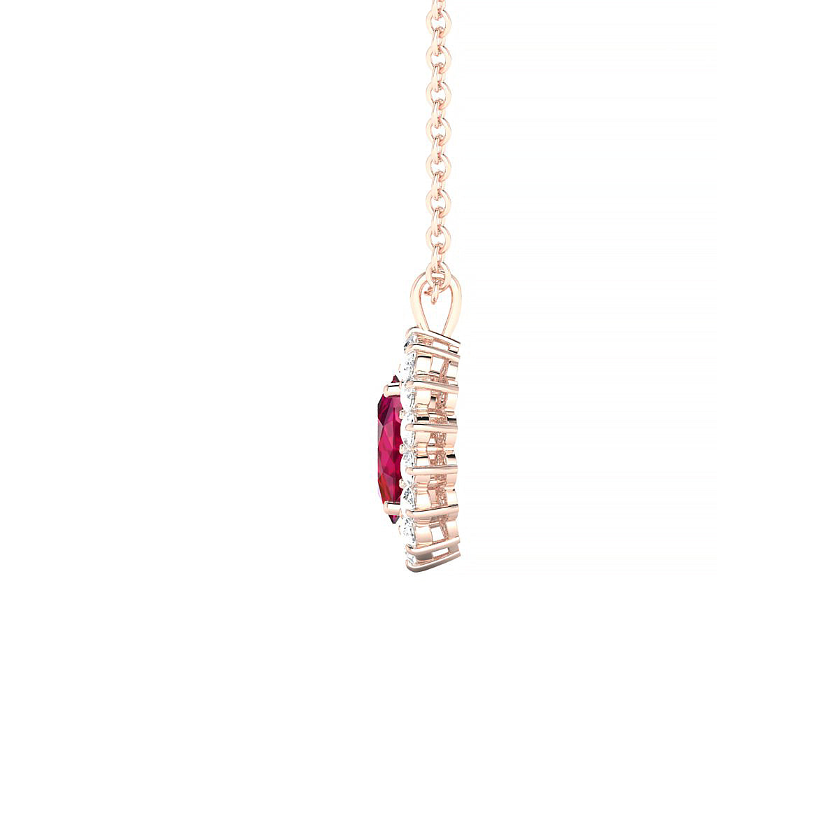 Blossom | 18k Rose Gold 6 x 4 mm Oval Ruby Pendant