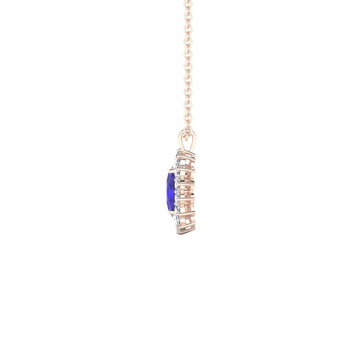 Blossom | 18k Rose Gold 6 x 4 mm Oval Tanzanite Pendant