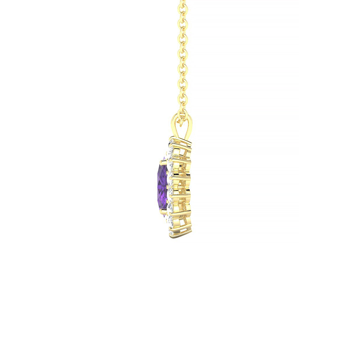 Blossom | 18k Yellow Gold 6 x 4 mm Oval Amethyst Pendant