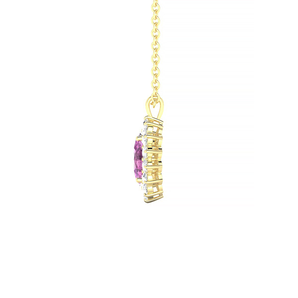Blossom | 18k Yellow Gold 6 x 4 mm Oval Pink Sapphire Pendant