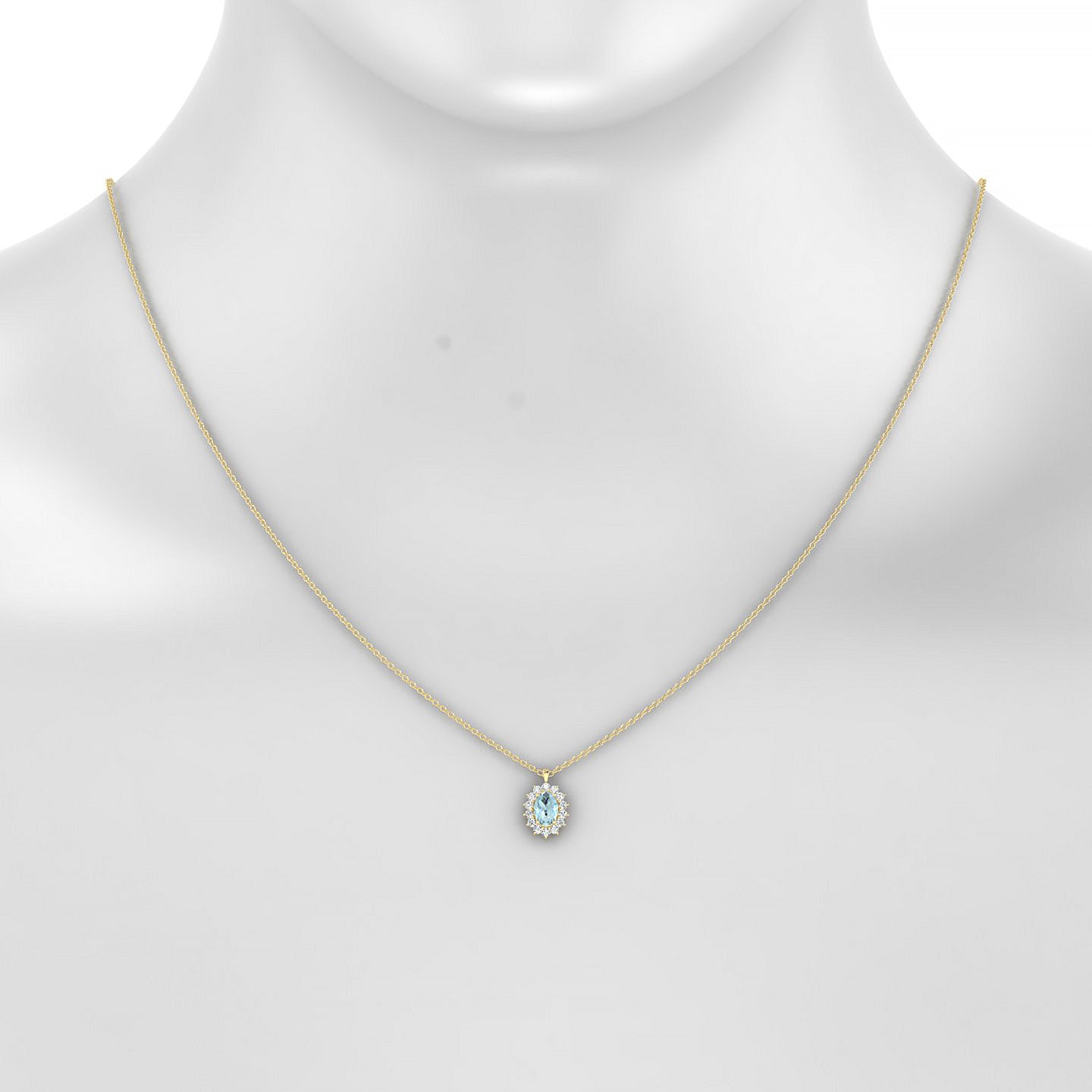 Blossom | 18k Yellow Gold 6 x 4 mm Oval Aquamarine Pendant