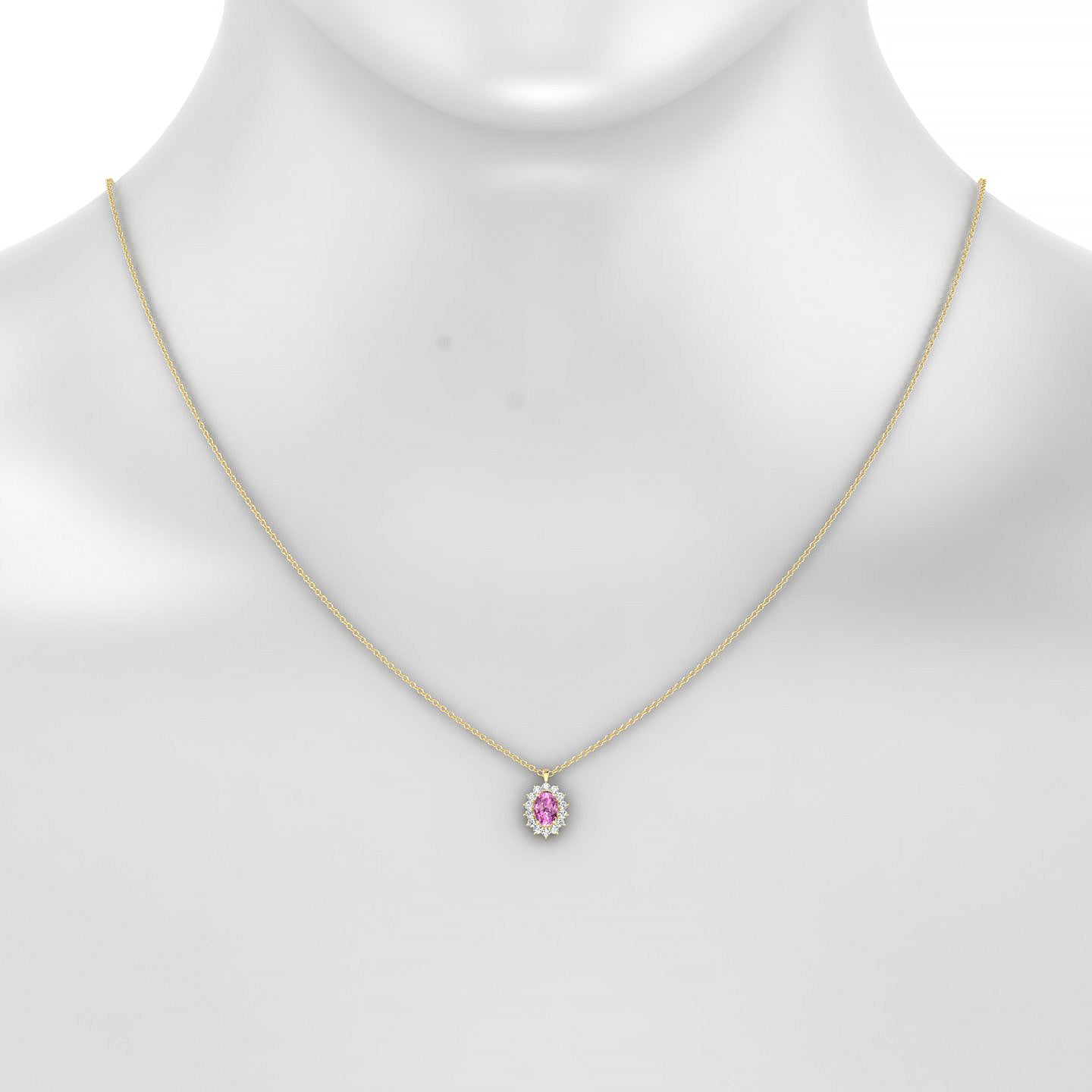 Blossom | 18k Yellow Gold 6 x 4 mm Oval Pink Sapphire Pendant