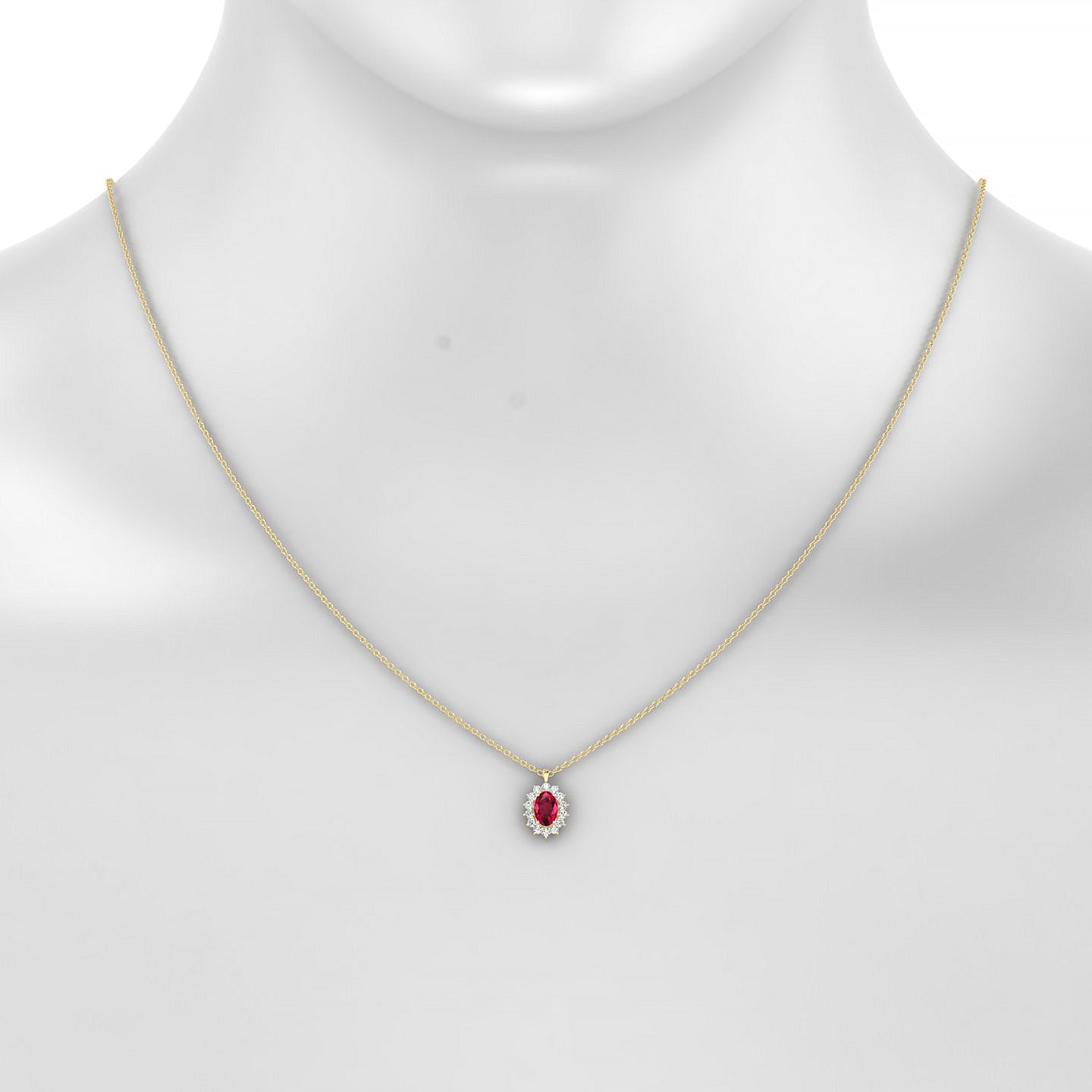 Blossom | 18k Yellow Gold 6 x 4 mm Oval Ruby Pendant