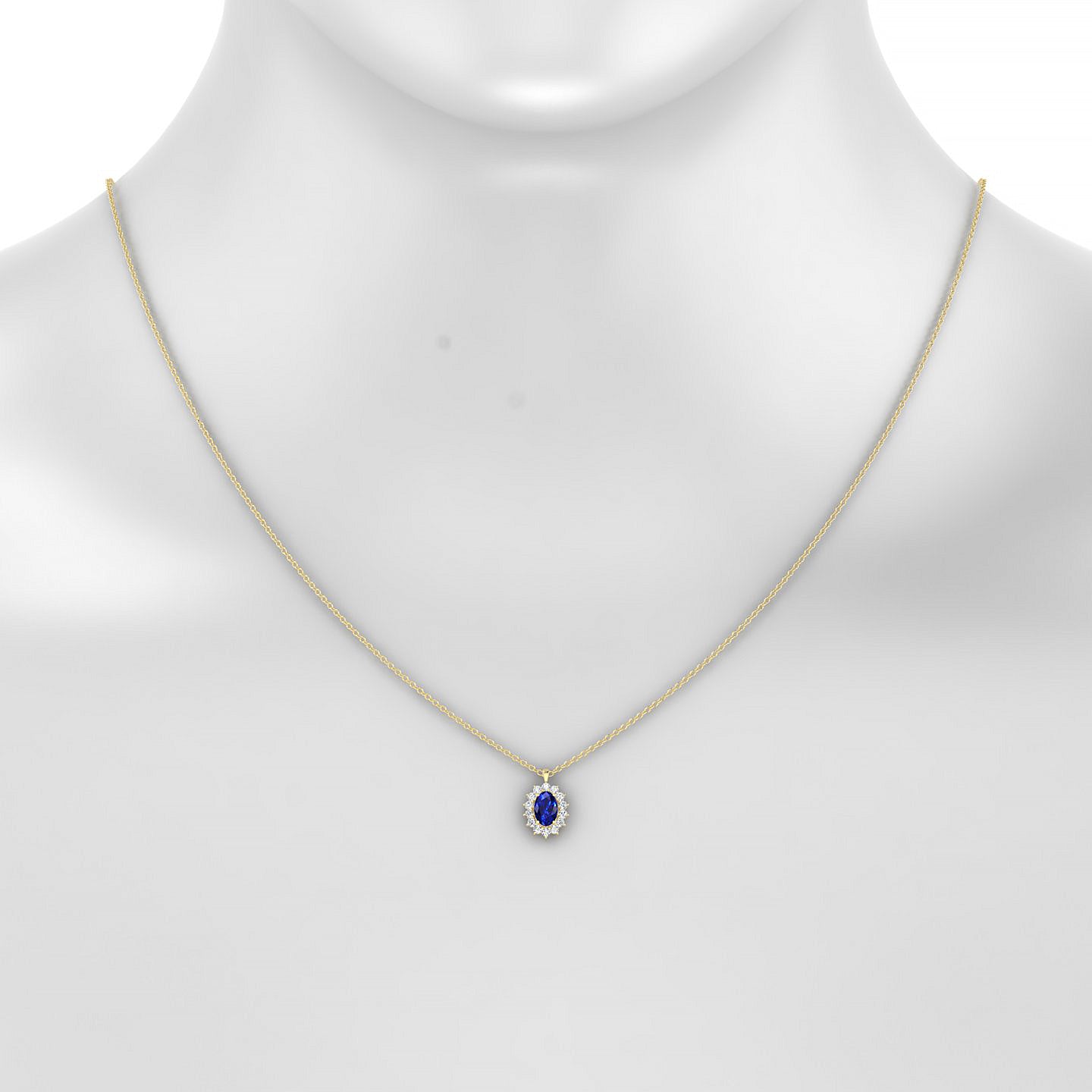 Blossom | 18k Yellow Gold 6 x 4 mm Oval Sapphire Pendant