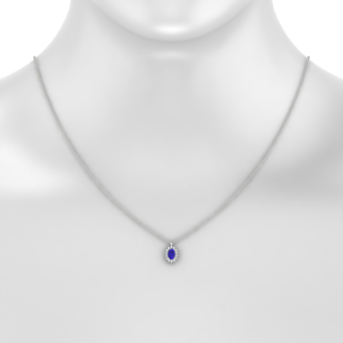 Blossom | 18k White Gold 6 x 4 mm Oval Tanzanite Pendant
