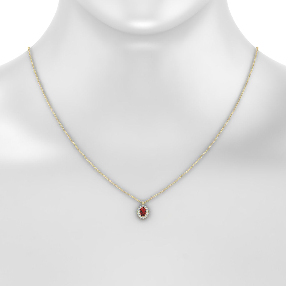 Blossom | 18k Yellow Gold 6 x 4 mm Oval Garnet Pendant