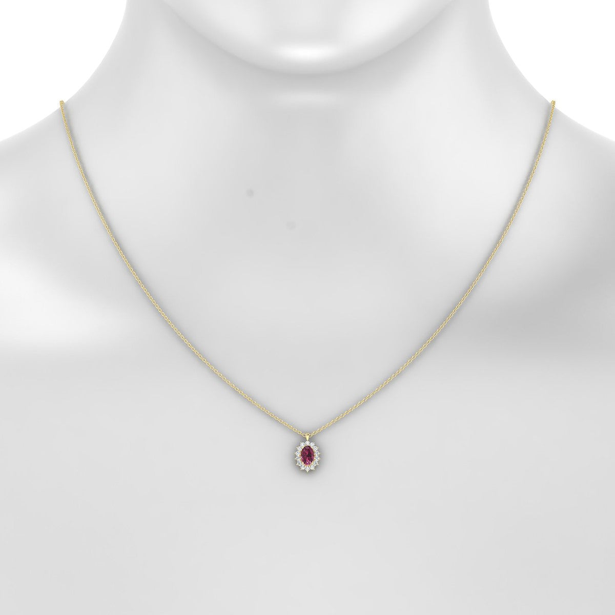 Blossom | 18k Yellow Gold 6 x 4 mm Oval Rhodolite Pendant