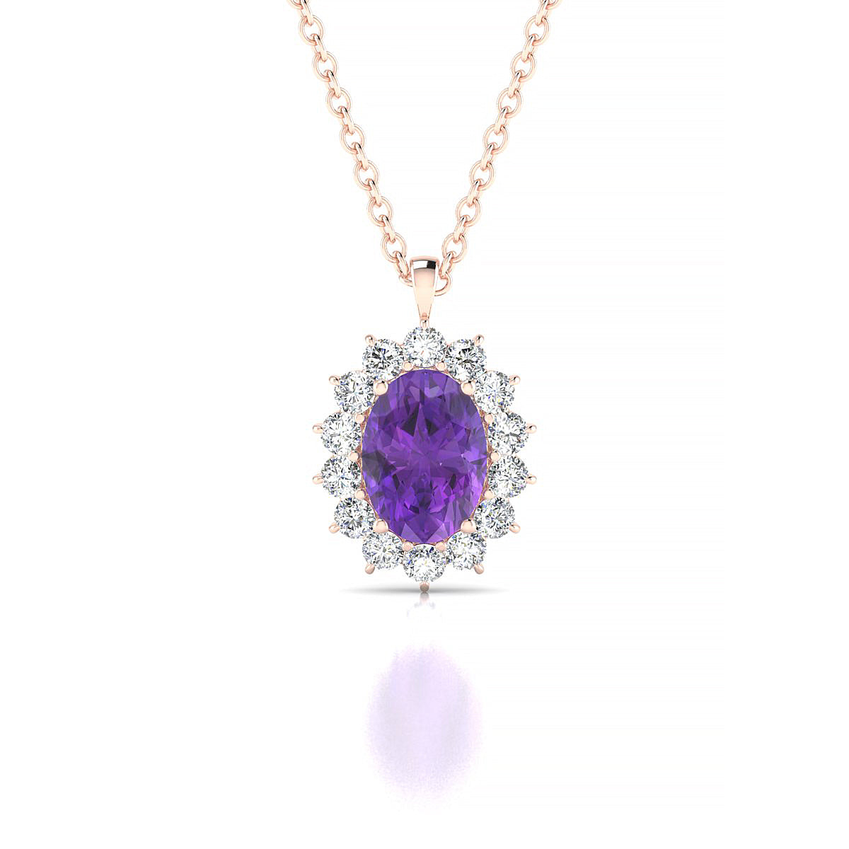 Blossom | 18k Rose Gold 7 x 5 mm Oval Amethyst Pendant