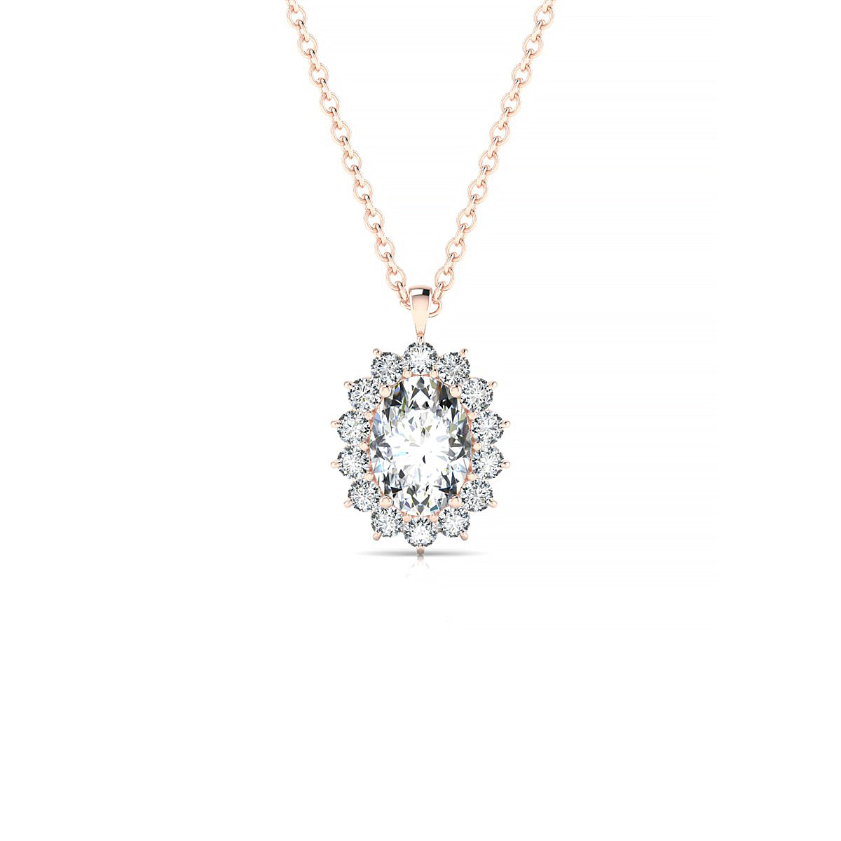 Blossom | 18k Rose Gold 7 x 5 mm Oval Diamond Pendant