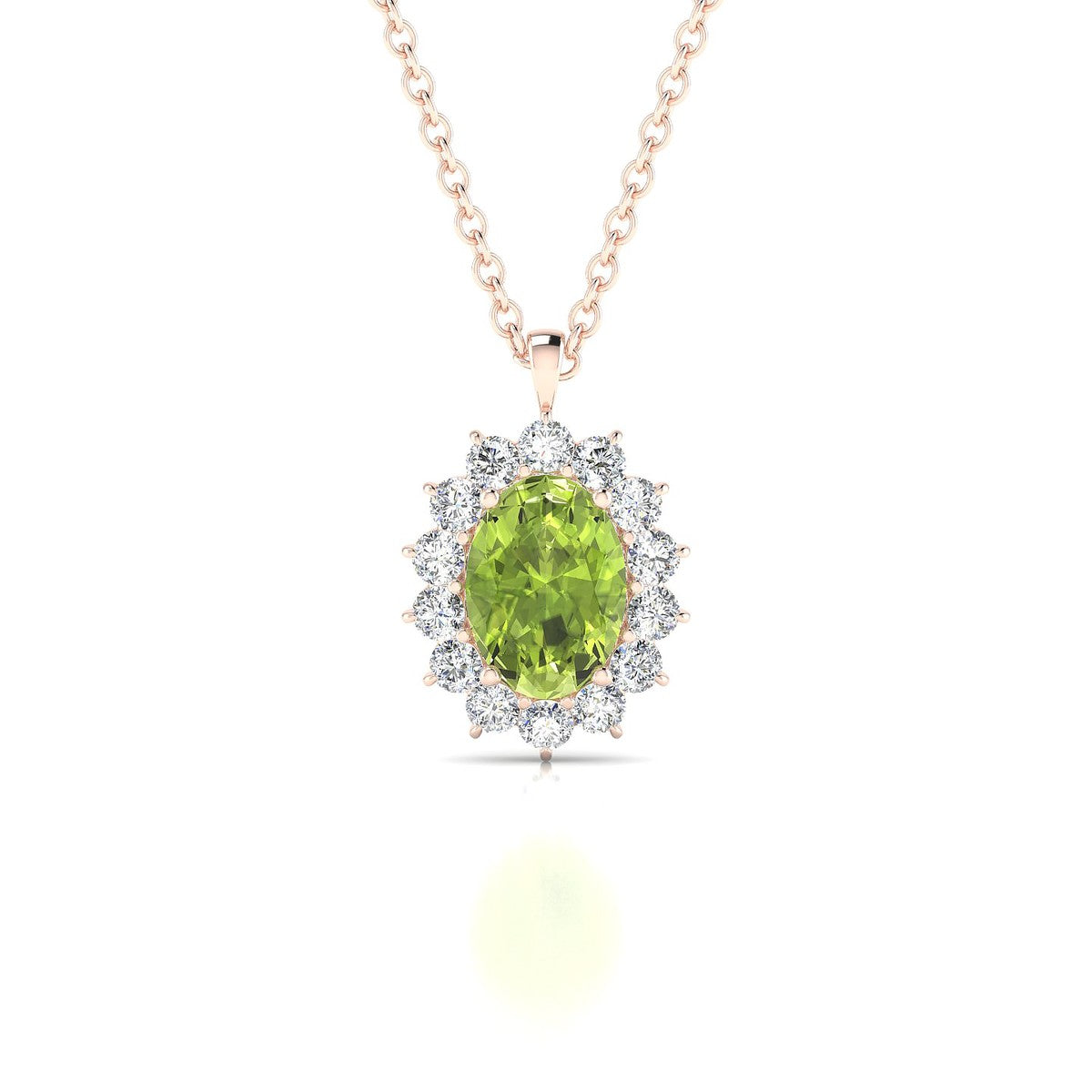 Blossom | 18k Rose Gold 7 x 5 mm Oval Peridot Pendant
