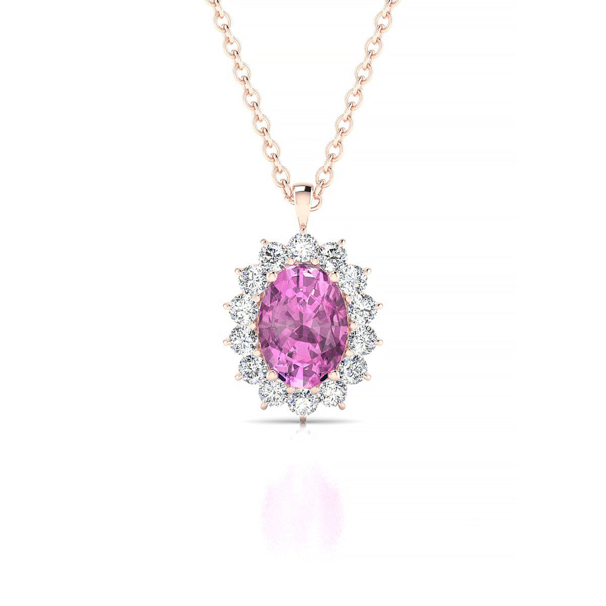 Blossom | 18k Rose Gold 7 x 5 mm Oval Pink Sapphire Pendant