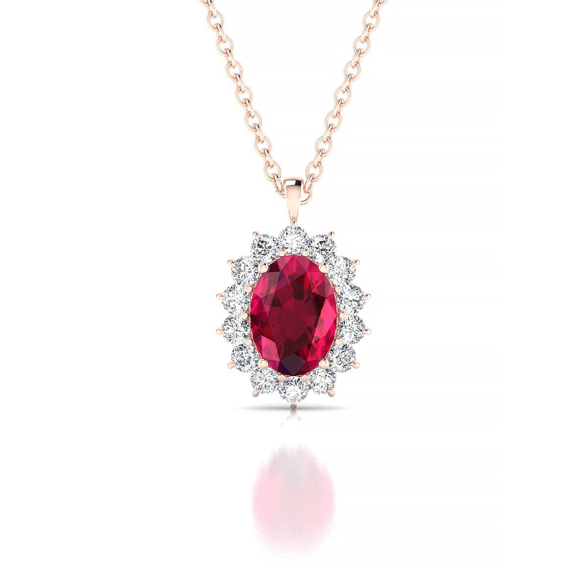 Blossom | 18k Rose Gold 7 x 5 mm Oval Ruby Pendant
