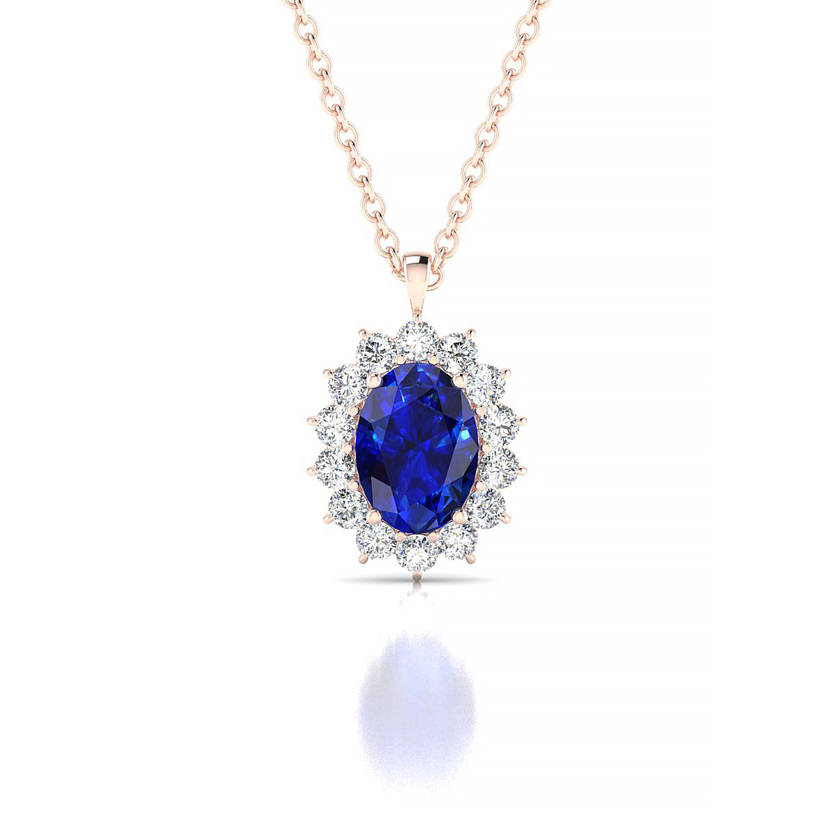 Blossom | 18k Rose Gold 7 x 5 mm Oval Sapphire Pendant