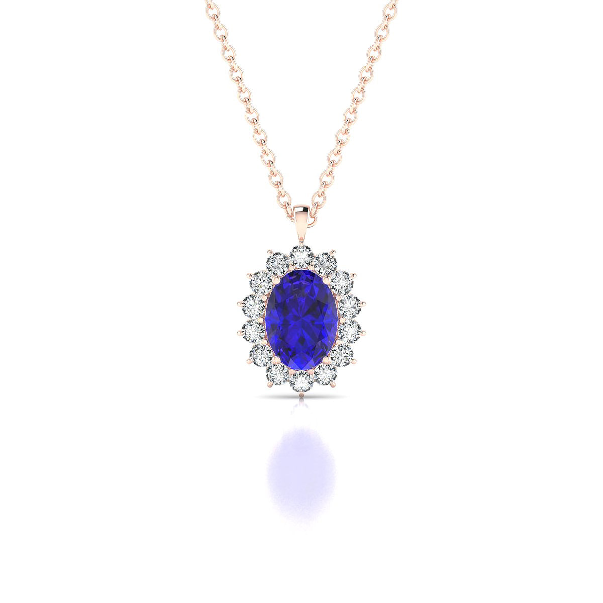 Blossom | 18k Rose Gold 7 x 5 mm Oval Tanzanite Pendant