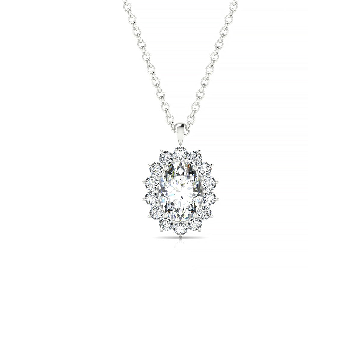 Blossom | 18k White Gold 7 x 5 mm Oval Diamond Pendant