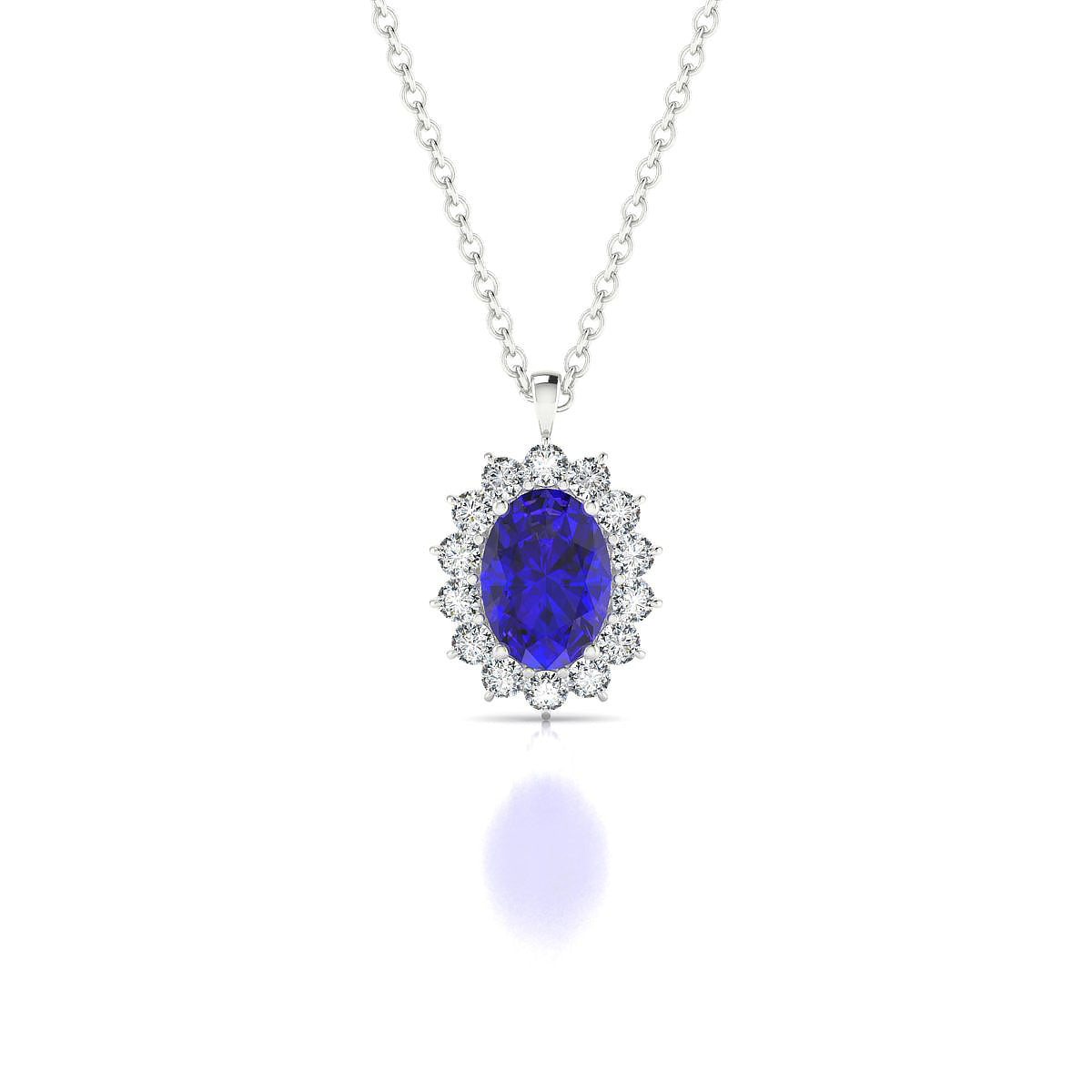 Blossom | 18k White Gold 7 x 5 mm Oval Tanzanite Pendant
