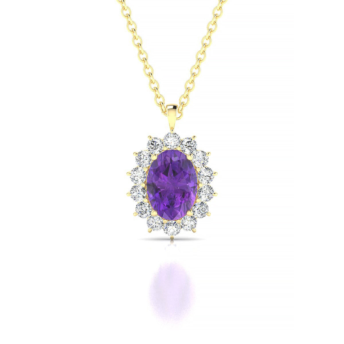 Blossom | 18k Yellow Gold 7 x 5 mm Oval Amethyst Pendant