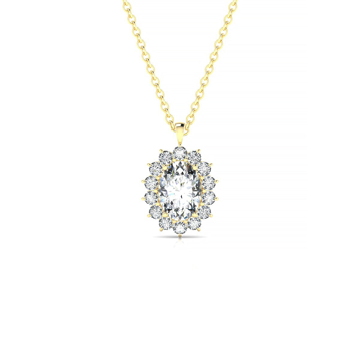Blossom | 18k Yellow Gold 7 x 5 mm Oval Diamond Pendant