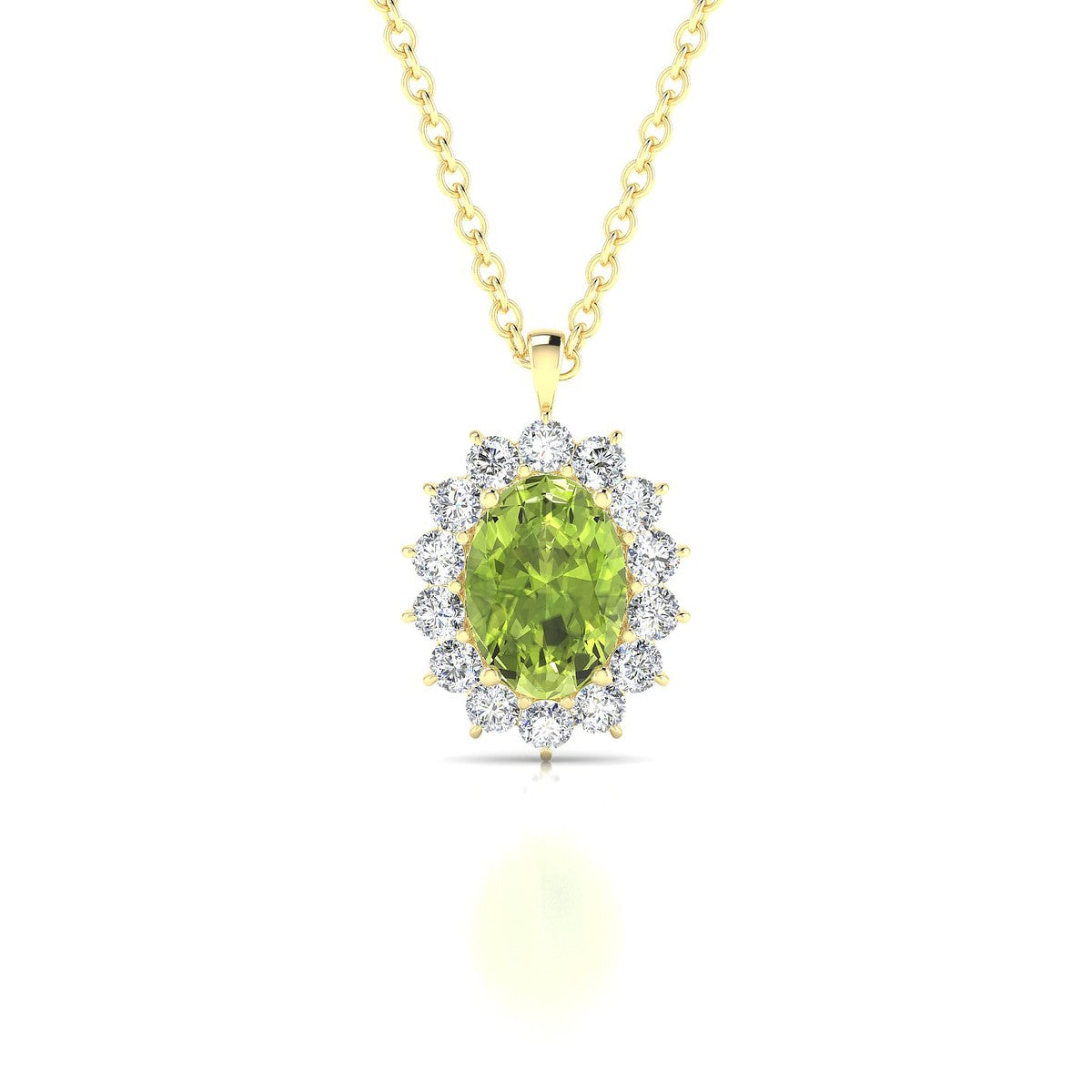 Blossom | 18k Yellow Gold 7 x 5 mm Oval Peridot Pendant