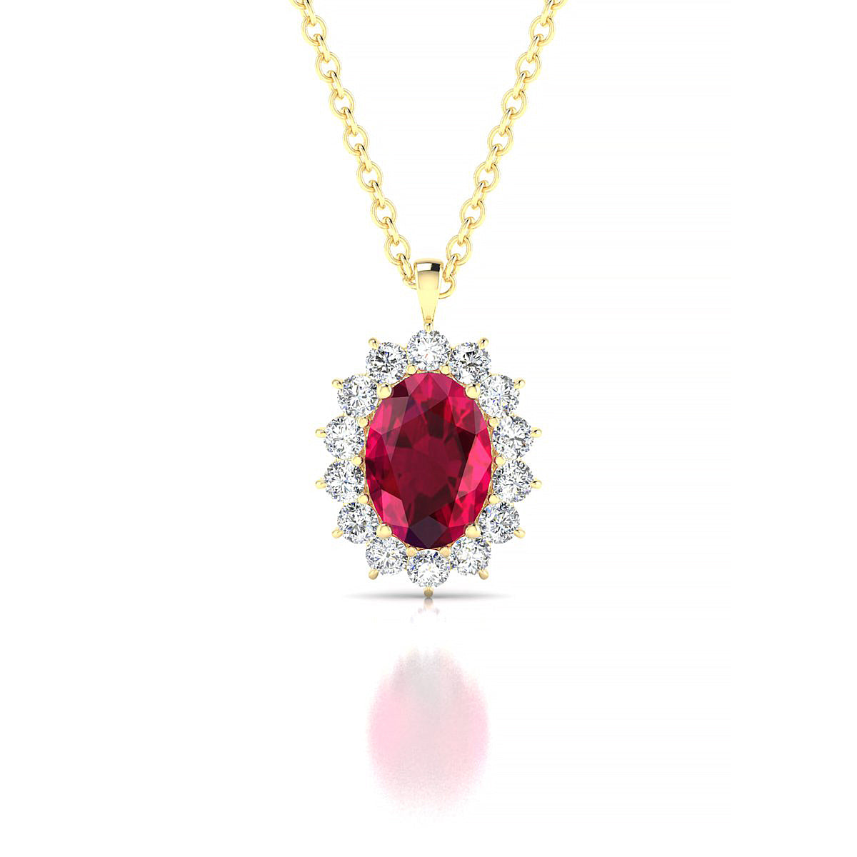Blossom | 18k Yellow Gold 7 x 5 mm Oval Ruby Pendant