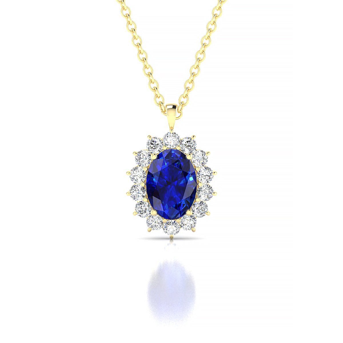 Blossom | 18k Yellow Gold 7 x 5 mm Oval Sapphire Pendant