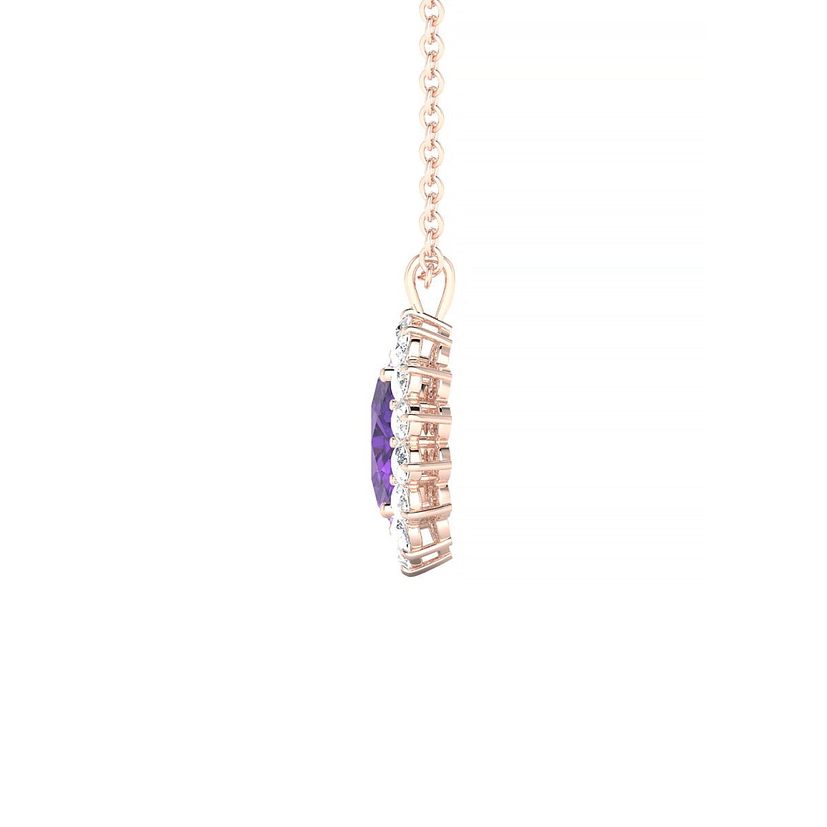 Blossom | 18k Rose Gold 7 x 5 mm Oval Amethyst Pendant